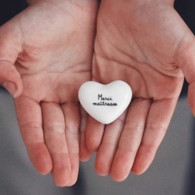 Coeur en céramique "Merci Maitresse" 2
