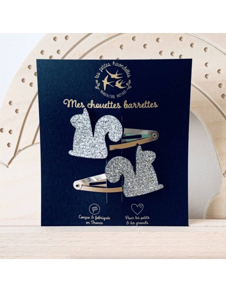 Duo de barrettes écureuils argentés - Les Petites Hirondelles