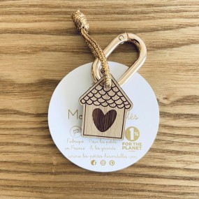 Porte clés en bois Maison - Les Petites Hirondelles