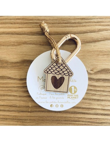 Porte clés en bois Maison - Les Petites Hirondelles