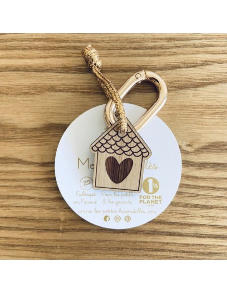 Porte clés en bois Maison - Les Petites Hirondelles