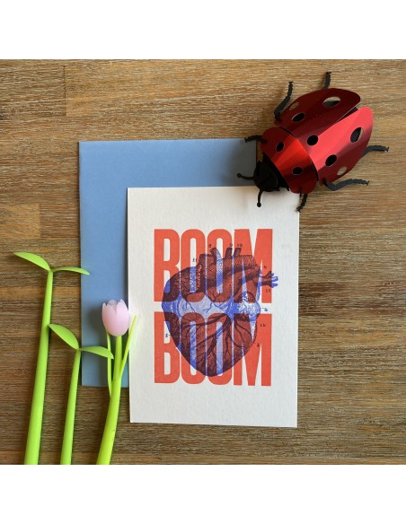 Carte Letterpress BOOM BOOM - Rouge