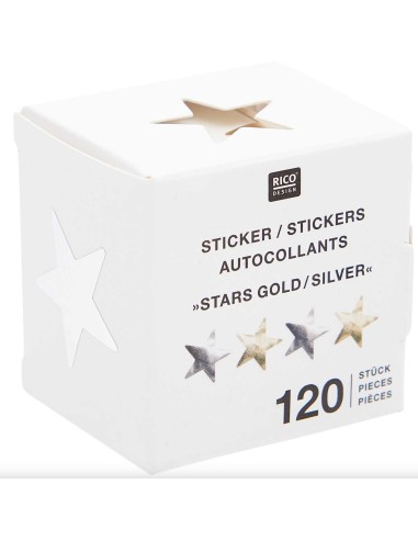 120 autocollants Etoiles dorées et argentées - Rico Design