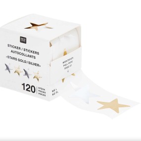 120 autocollants Etoiles dorées et argentées - Rico Design