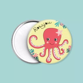 Miroir de poche Pieuvre - Rosajou