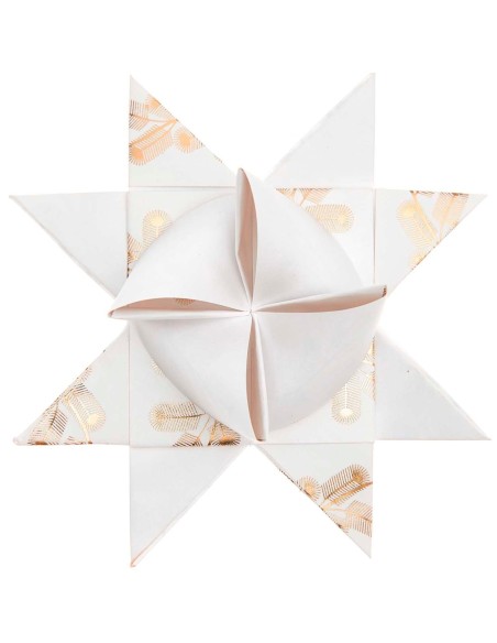 Kit de fabrication 10 étoiles de Fröbel blanches et dorées - Rico Design
