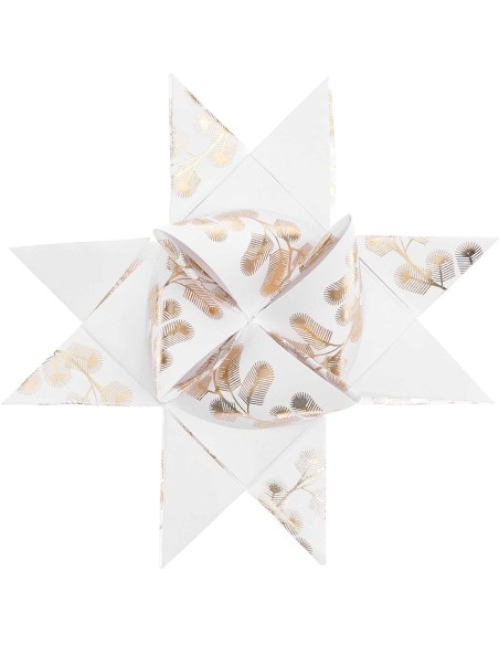 Kit de fabrication 10 étoiles de Fröbel blanches et dorées - Rico Design