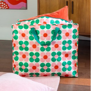 Grand sac de rangement Fleurs roses et vertes - Rex London