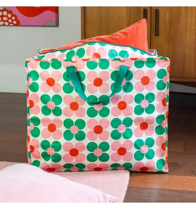 Grand sac de rangement Fleurs roses et vertes - Rex London