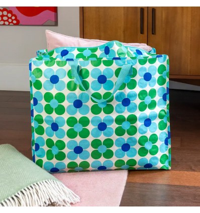 Grand sac de rangement fleurs bleues et vertes - Rex London