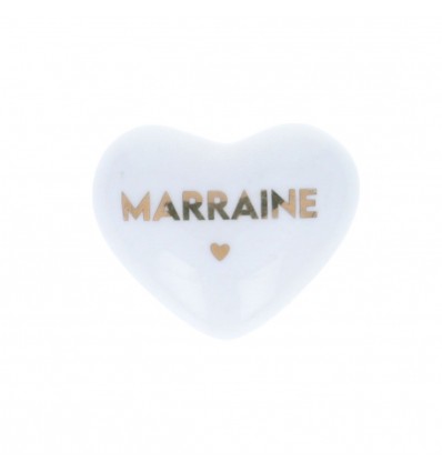 Coeur en céramique "Marraine" doré