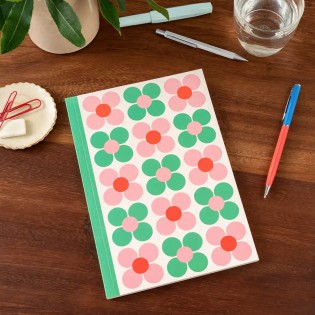 Carnet A5 Fleurs roses et vertes - Rex London