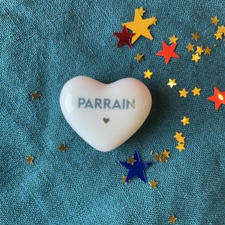 Coeur en céramique "Parrain" bleu