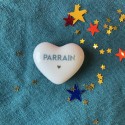 Coeur en céramique "Parrain" bleu