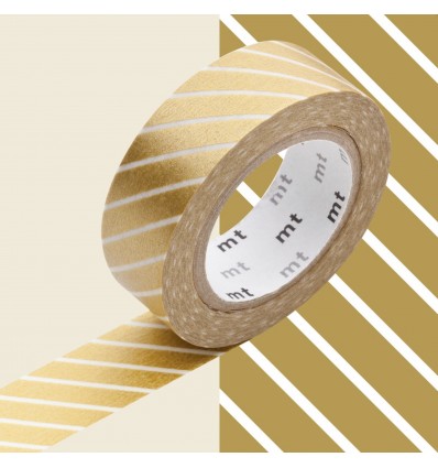 Masking tape rayé doré et blanc