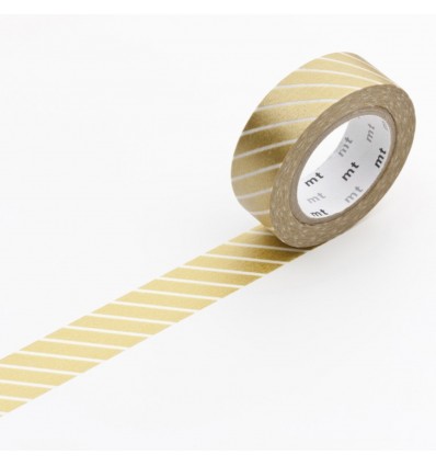 Masking tape rayé doré et blanc