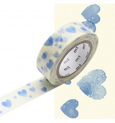 Masking tape heart stamp blue