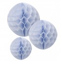 3 boules alvéolées Bleu ciel 25/20/15cm - Artyfêtes