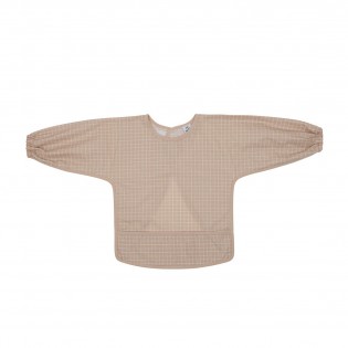 Tablier à manches carreaux nude 6/24 mois