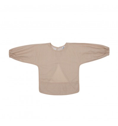 Tablier à manches carreaux nude 6/24 mois