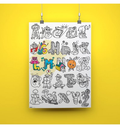 Grand poster ABC à colorier Omy