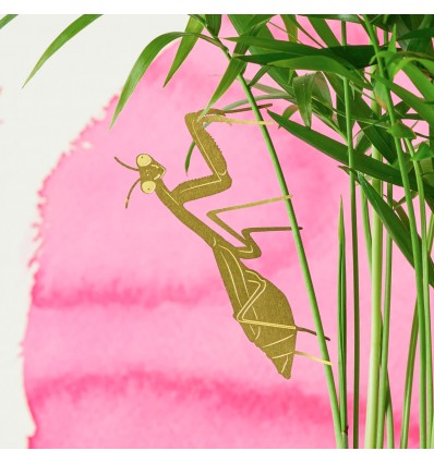 Déco de plante mante religieuse laiton