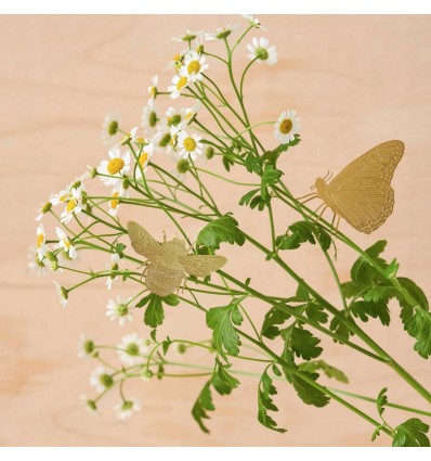 Déco de plante Papillon laiton