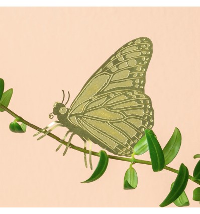 Déco de plante Papillon laiton