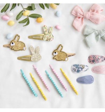 Set de 6 barrettes perles multicolores