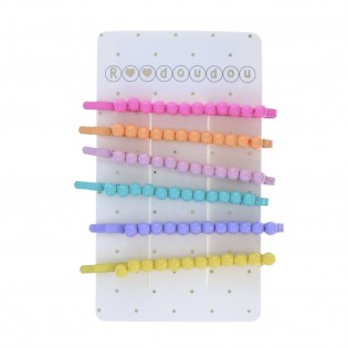 Set de 6 barrettes perles multicolores