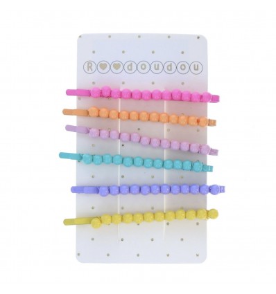 Set de 6 barrettes perles multicolores