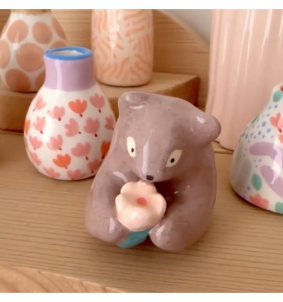 Ours et fleur en céramique - Dodo Toucan