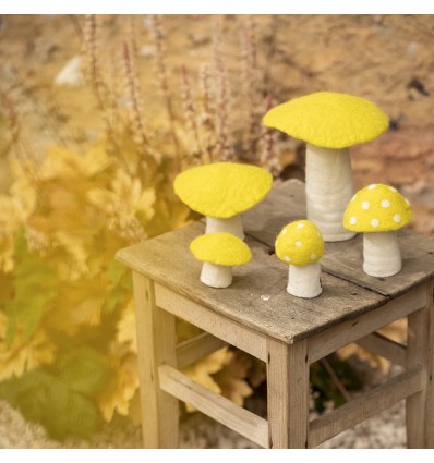 Champignon Dotty en feutre, Fleur en soufre (L) - Muskhane