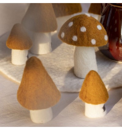 Champignon Morille en feutre, or - Muskhane