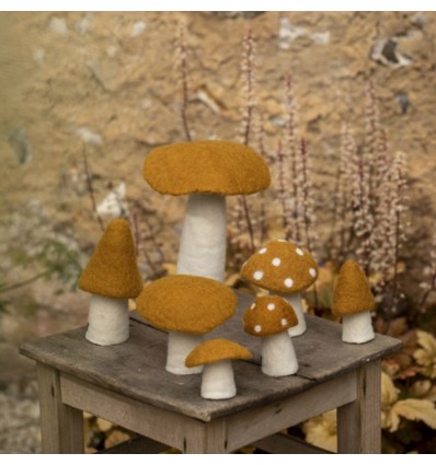 Champignon Morille en feutre, or - Muskhane