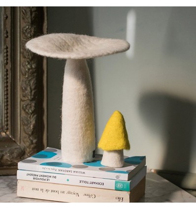 Champignon Morille en feutre, Fleur de Soufre - Muskhane