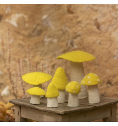 Champignon Morille en feutre, Fleur de Soufre - Muskhane