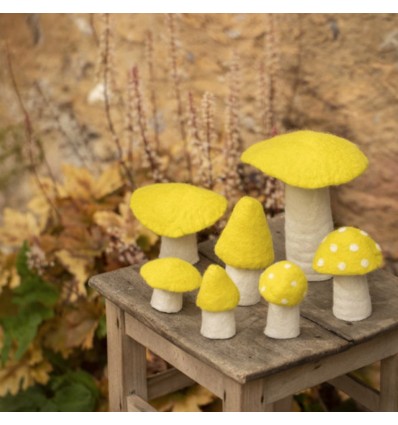 Champignon Morille en feutre, Fleur de Soufre - Muskhane