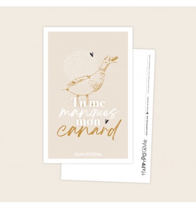 Carte Tu me manques mon canard - Happypotame