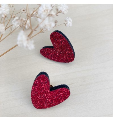 Duo de pin's coeurs rouges - Les Petites Hirondelles