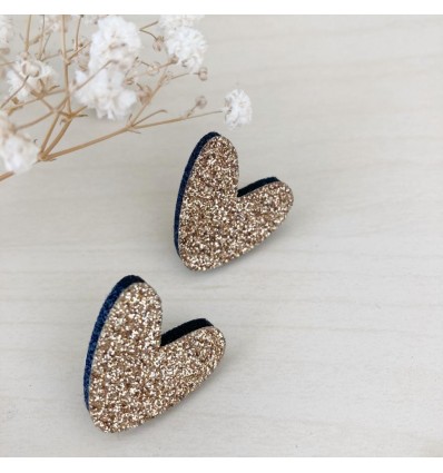 Duo de pin's coeurs dorés - Les Petites Hirondelles