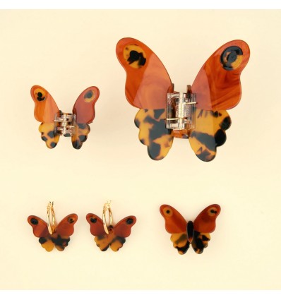Petite Pince à cheveux Papillon marron - Coucou Suzette