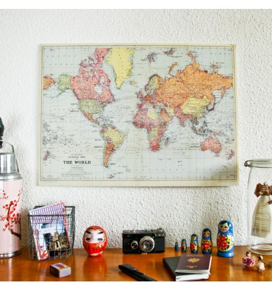 Carte du monde vintage ancienne affiche réedition - Cavallini & Co