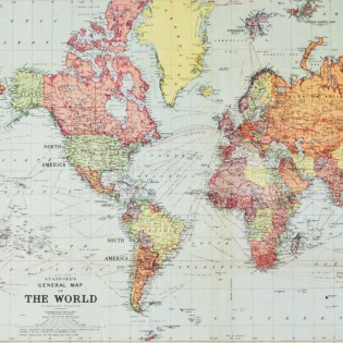 Carte du monde vintage ancienne affiche réedition - Cavallini & Co 2