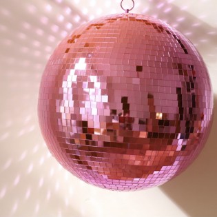 Boule à facettes rose 40 cm 2