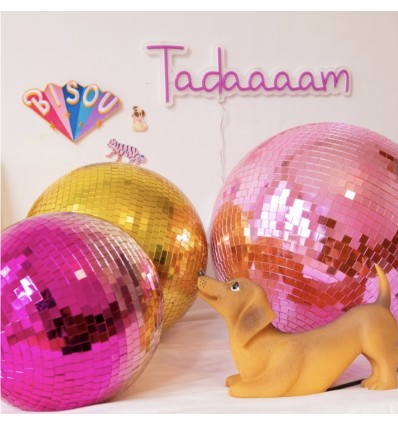 Boule à facettes rose 40 cm