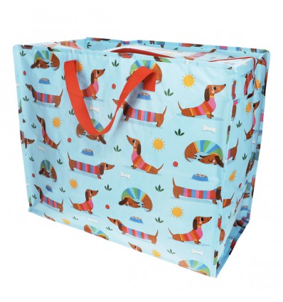Grand sac de rangement Chien Saucisse bleu - Rex