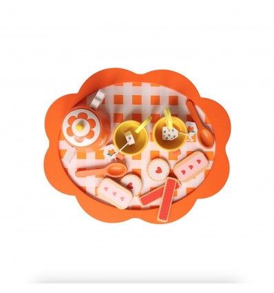 Service à thé en bois vintage