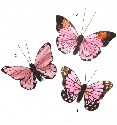 Papillon décoratif à cliper roses - Rico Design
