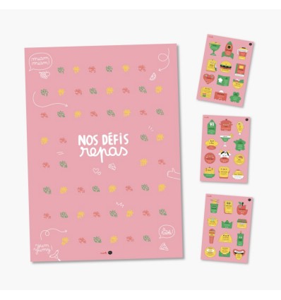 Poster & stickers Nos défis repas - Minus